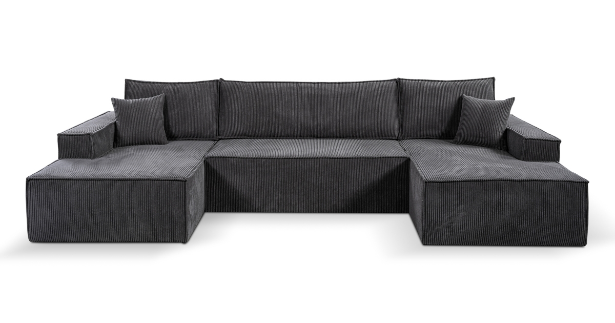 Calix U shaped black corner sofa bed